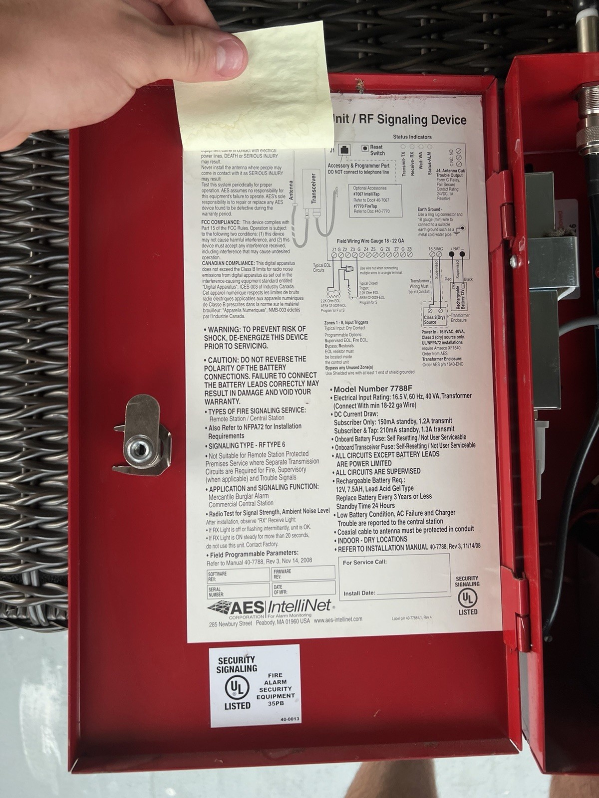 AES IntelliNet 7788F Subscriber Unit RF Signaling Device - Red Enclosure