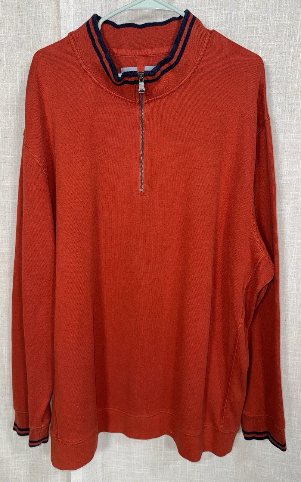 Cutter & Buck Heritage Men’s 1/4 Zip Pullover 3XB Orange Navy Ribbed