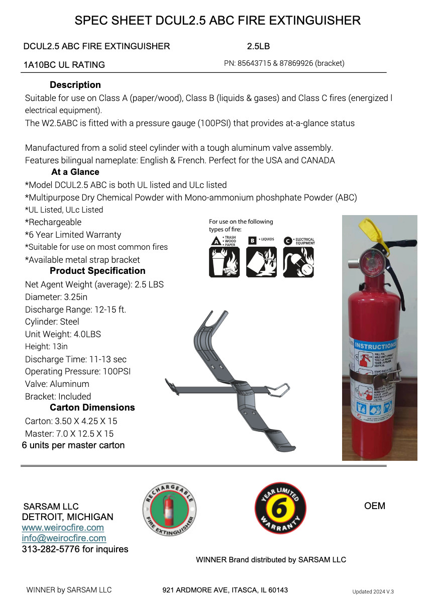 New 2.5LB UL/ULc listed fire extinguishers-ABC Fire Extinguishers