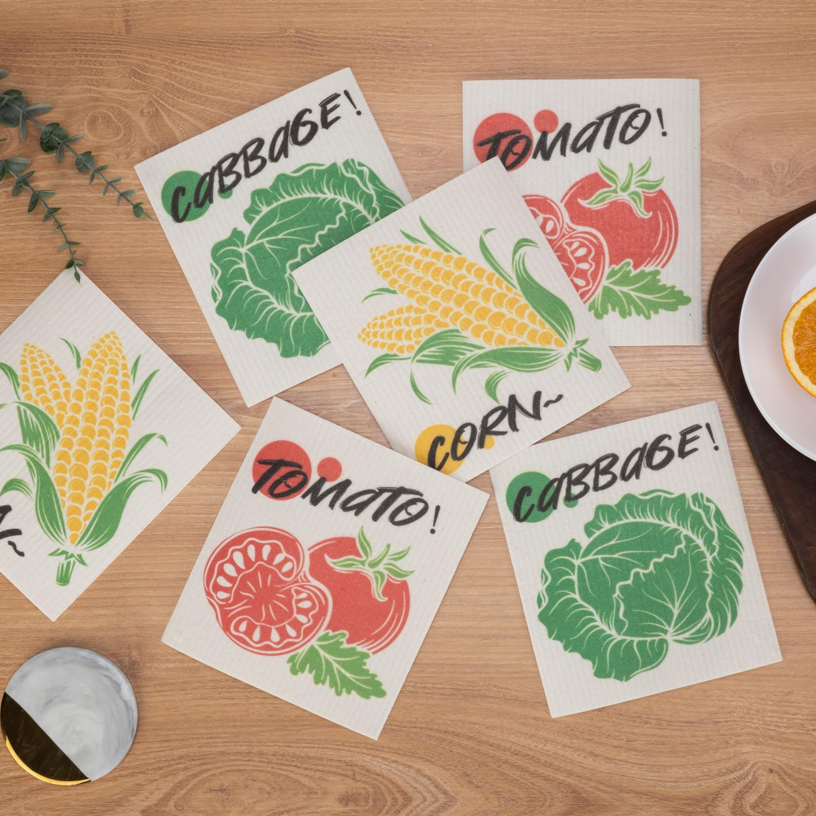 Swedish Dishcloths for Kitchen, 6 Pack Vegetable Swedish Dish Towels with Cli...