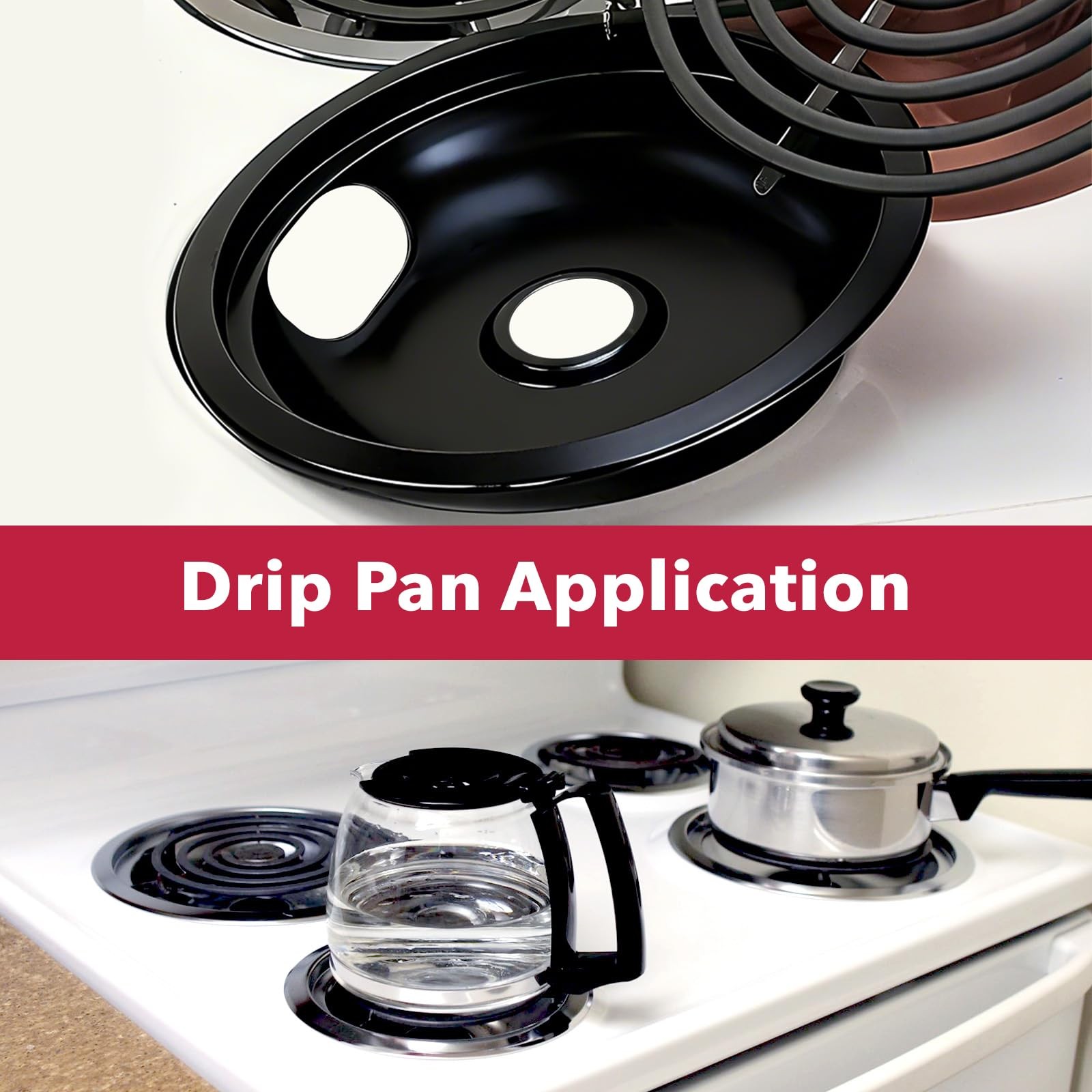 Black Electric Stove Drip Pans Set, 3 Small 1 Large Universal Replacement Dri...