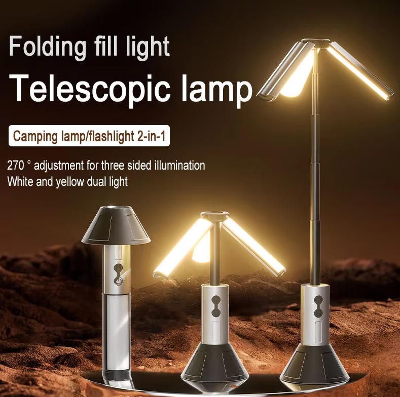Portable Telescopic LED Flashlight Rechargeable Folding Camping Hiking Lantern