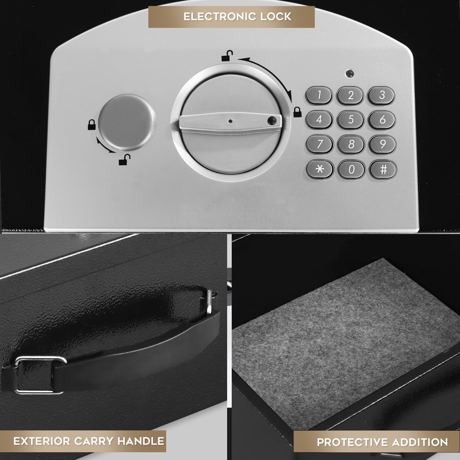 Portable Metal Safe Box with Digital Code Lock,Fire Resistant Storage for Doc...