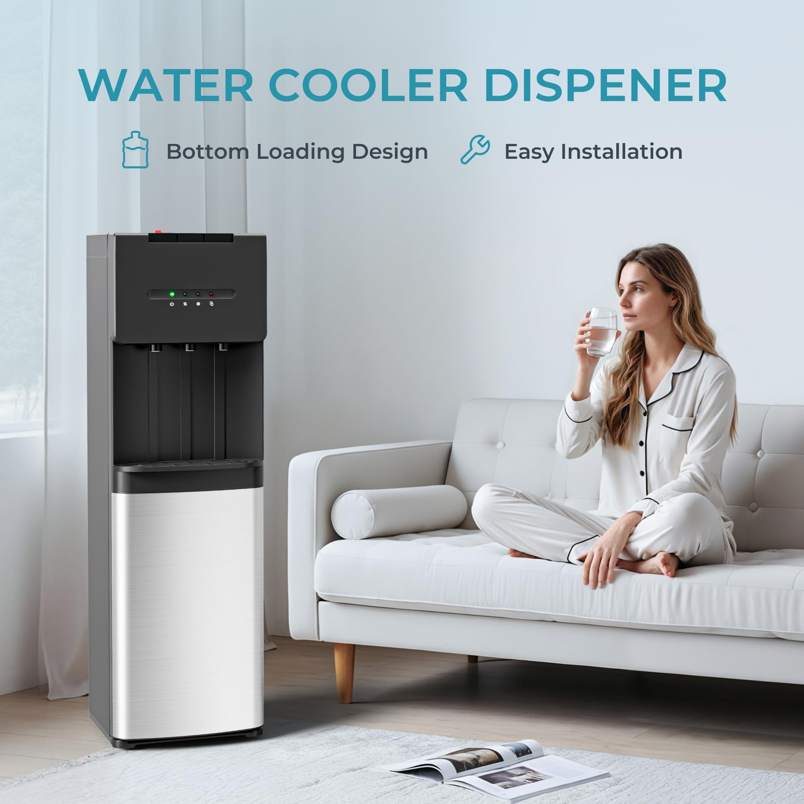 Bottom Loading Water Cooler Dispenser for 5 Gallon Bottle, 3 Temperature Sett...