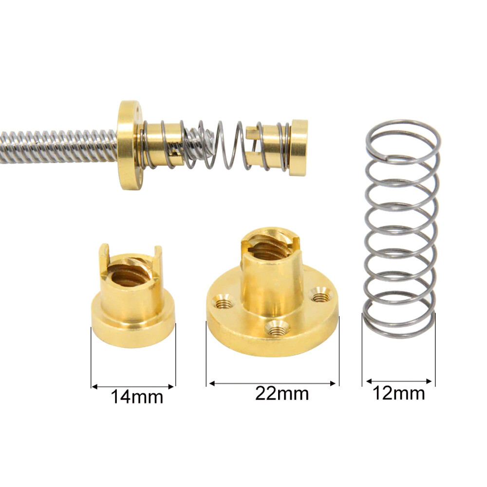 2pcs x 2mm / 8mm T8 Flexible Anti Backlash Spring Loaded Nut