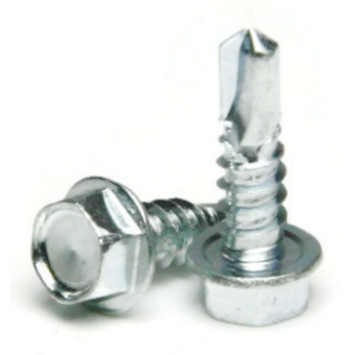 #8 Self Drilling Screws - Zinc Plated Steel Hex Washer Head - Select Size