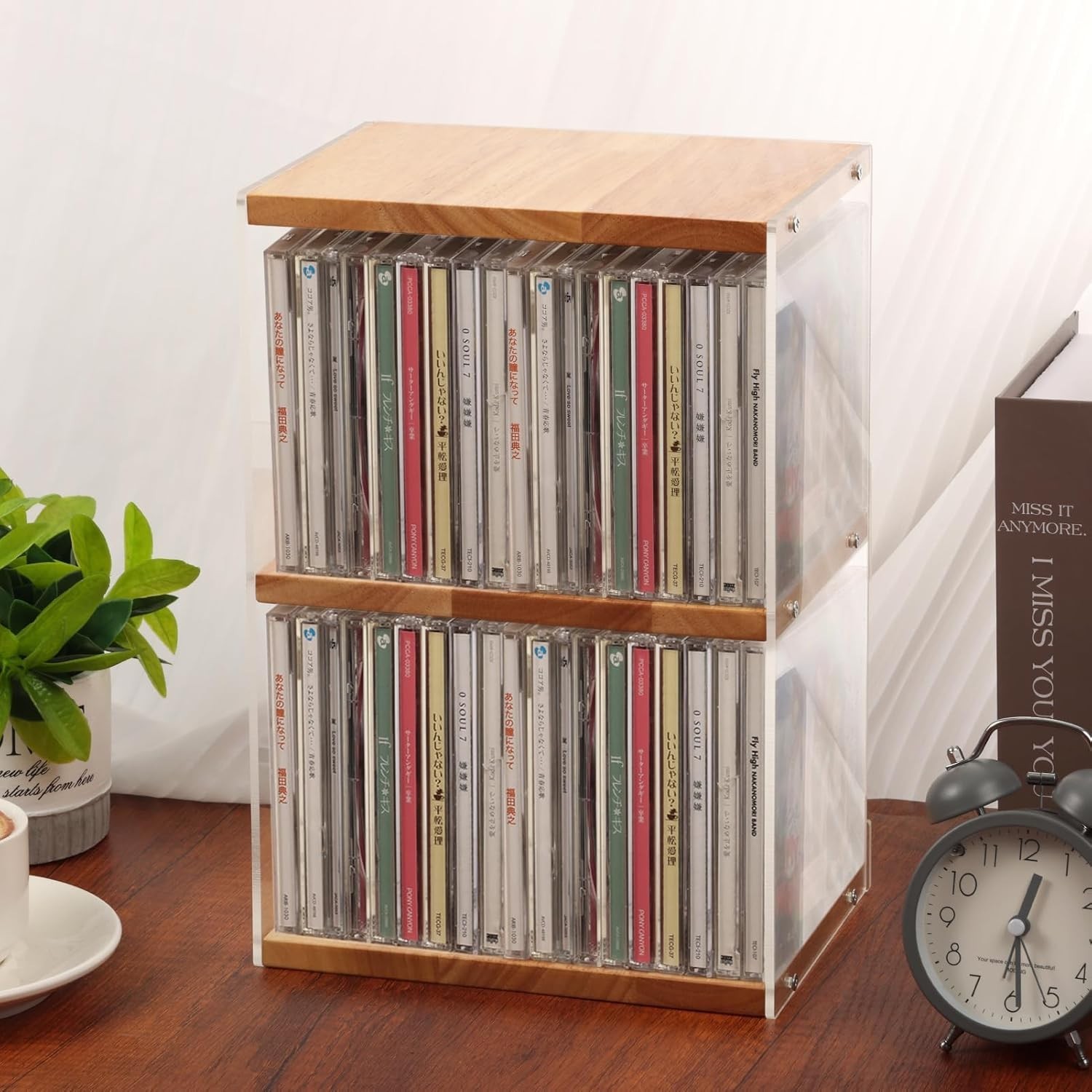 CD Holder Desk Rack Organizer, Wooden CD Holder Stand, CD Storage Rack, Game ...