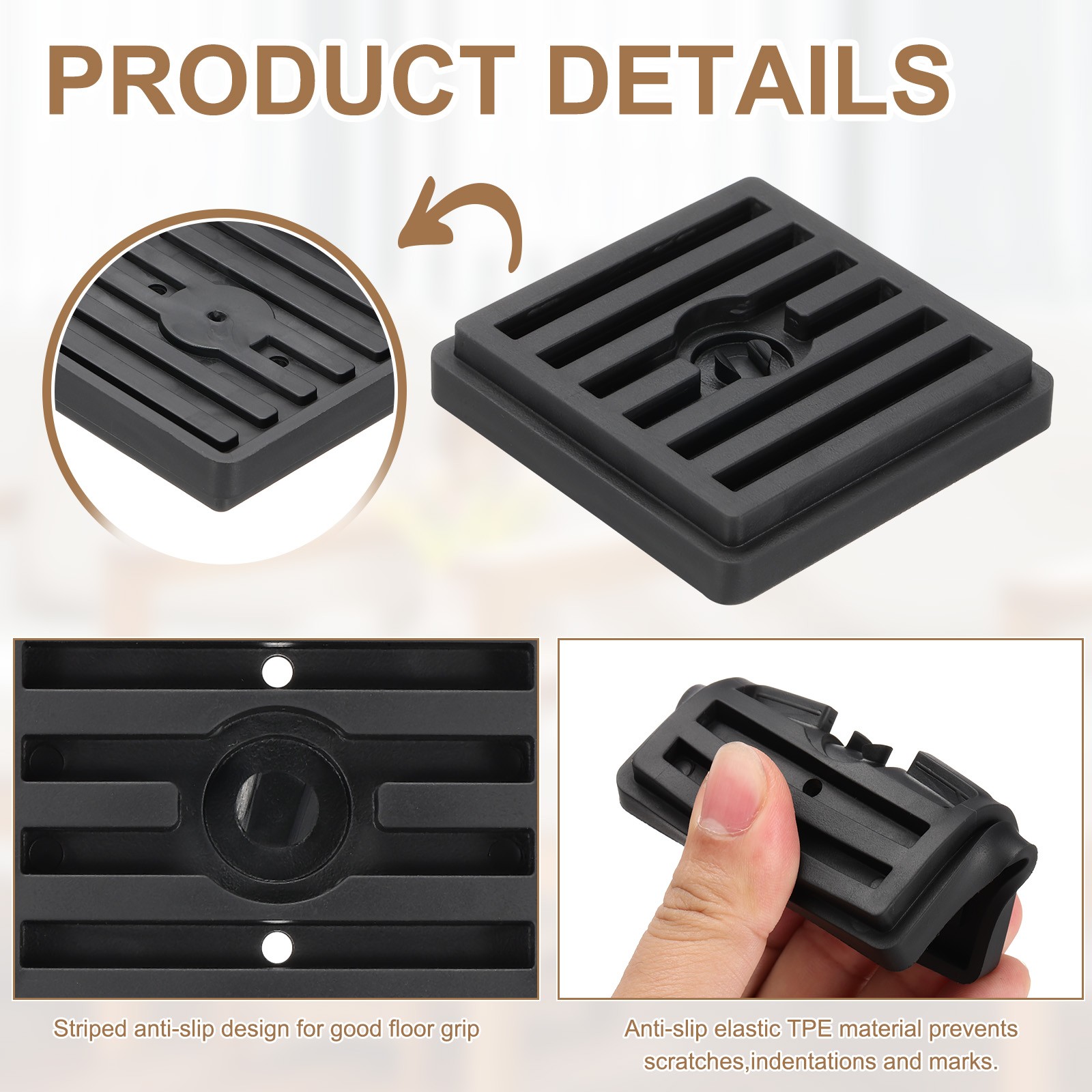 8Pcs Bed Riser, Square Heavy Duty Stackable Lift Block to 0.5 Inch, Black