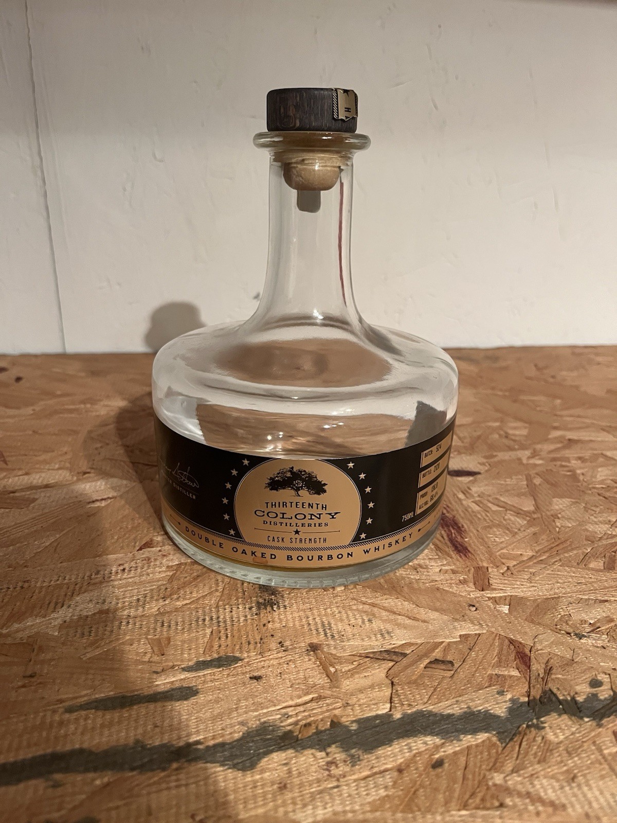 13th Colony Double Oak Cask Strength Bourbon Whiskey Empty Bottle
