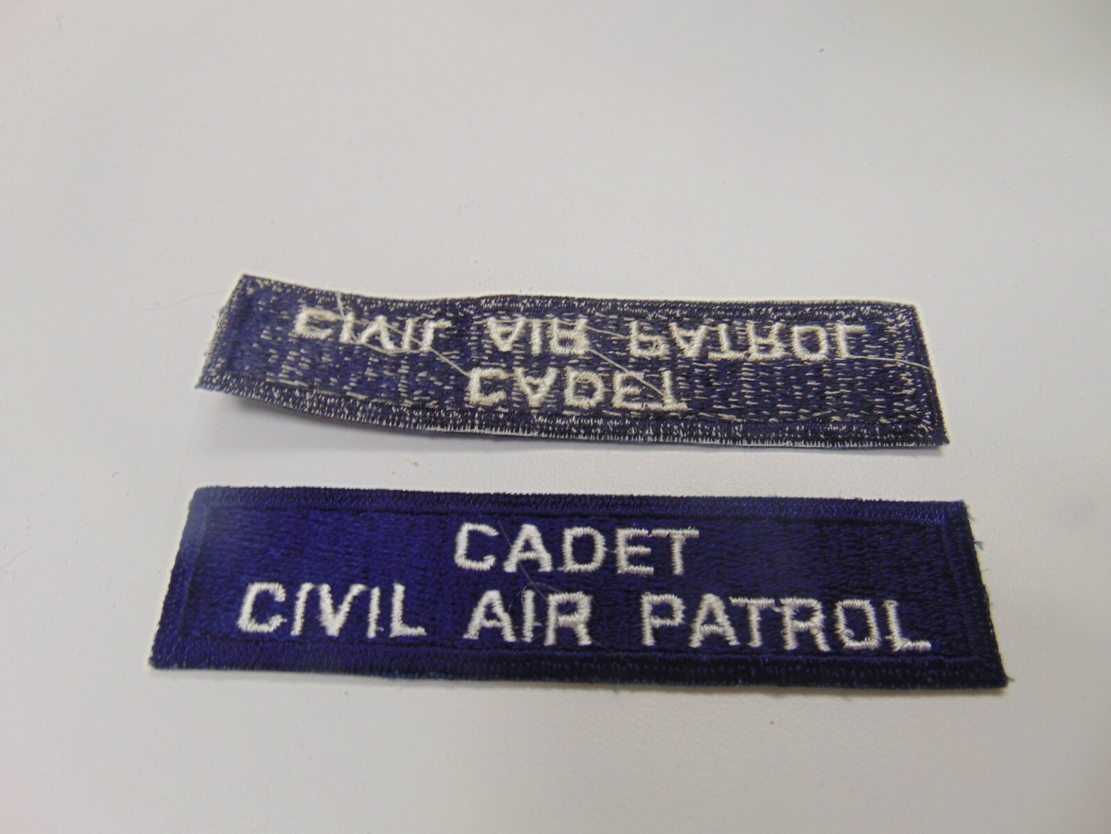 MILITARY PATCH CADET CIVIL AIR PATROL WHITE ON BLUE BACKING 4 1/2 INCH BY 1 INCH