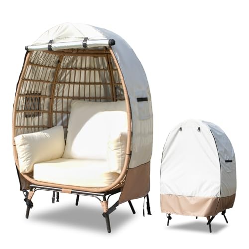 Outdoor Egg Chair Cover,Waterproof Egg 45.3" L *25" W*55.1" H Beige & Brown