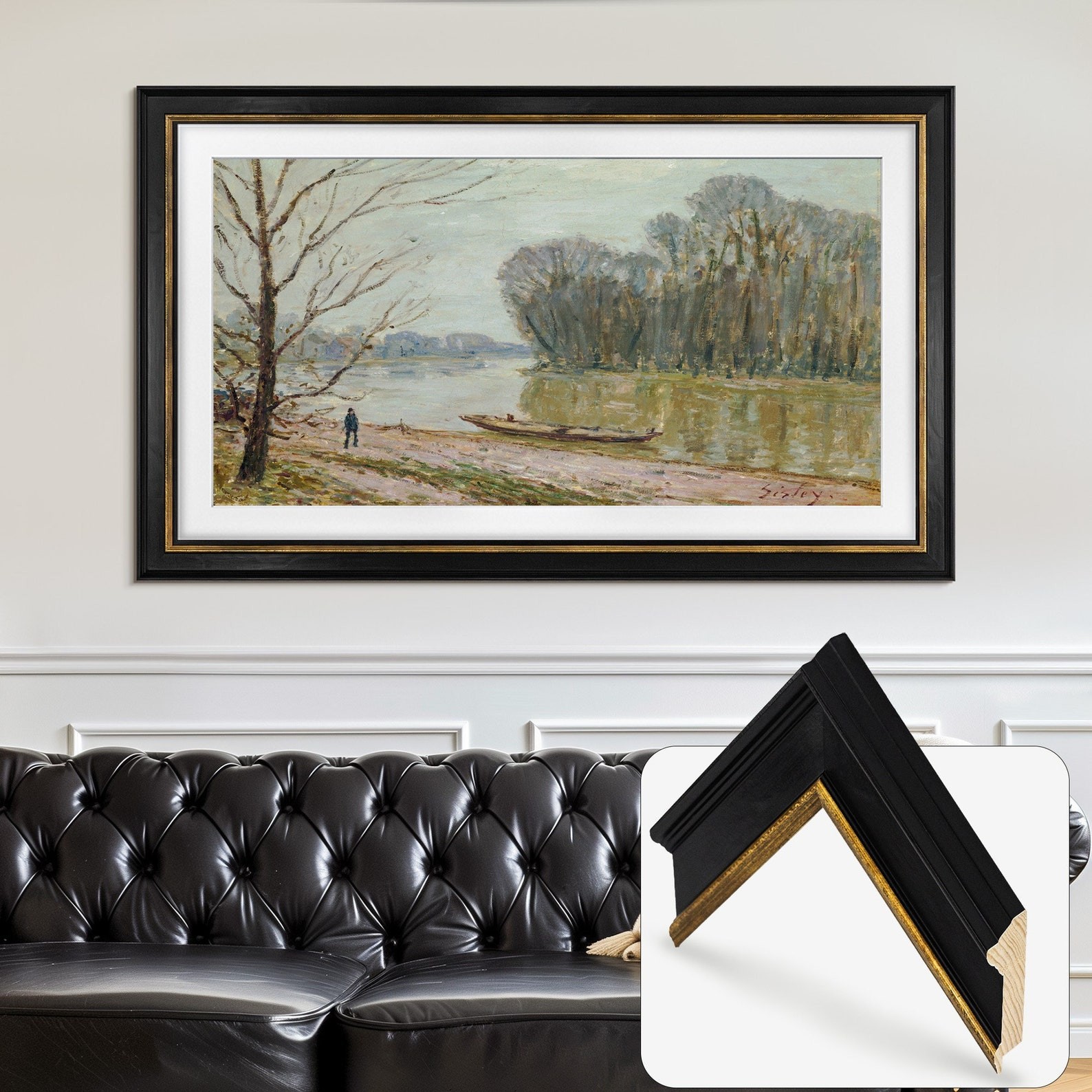 Black & Gold TV Frame for Samsung The Frame 32, 43, 50, 55, 65, 75, 85 inch
