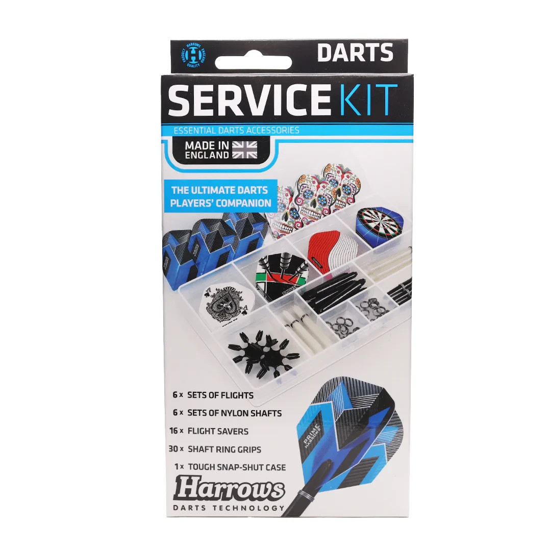 Harrows Darts Service Kit - Case - Stems / Shafts - Flights - Protectors - Rings