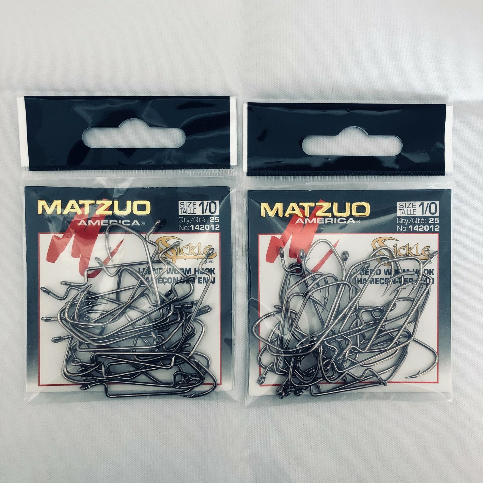 Worm Hooks J-Bend Sickle Hook #1 to 2/0 Two 25 Packs Sticky Sharp Matzuo America