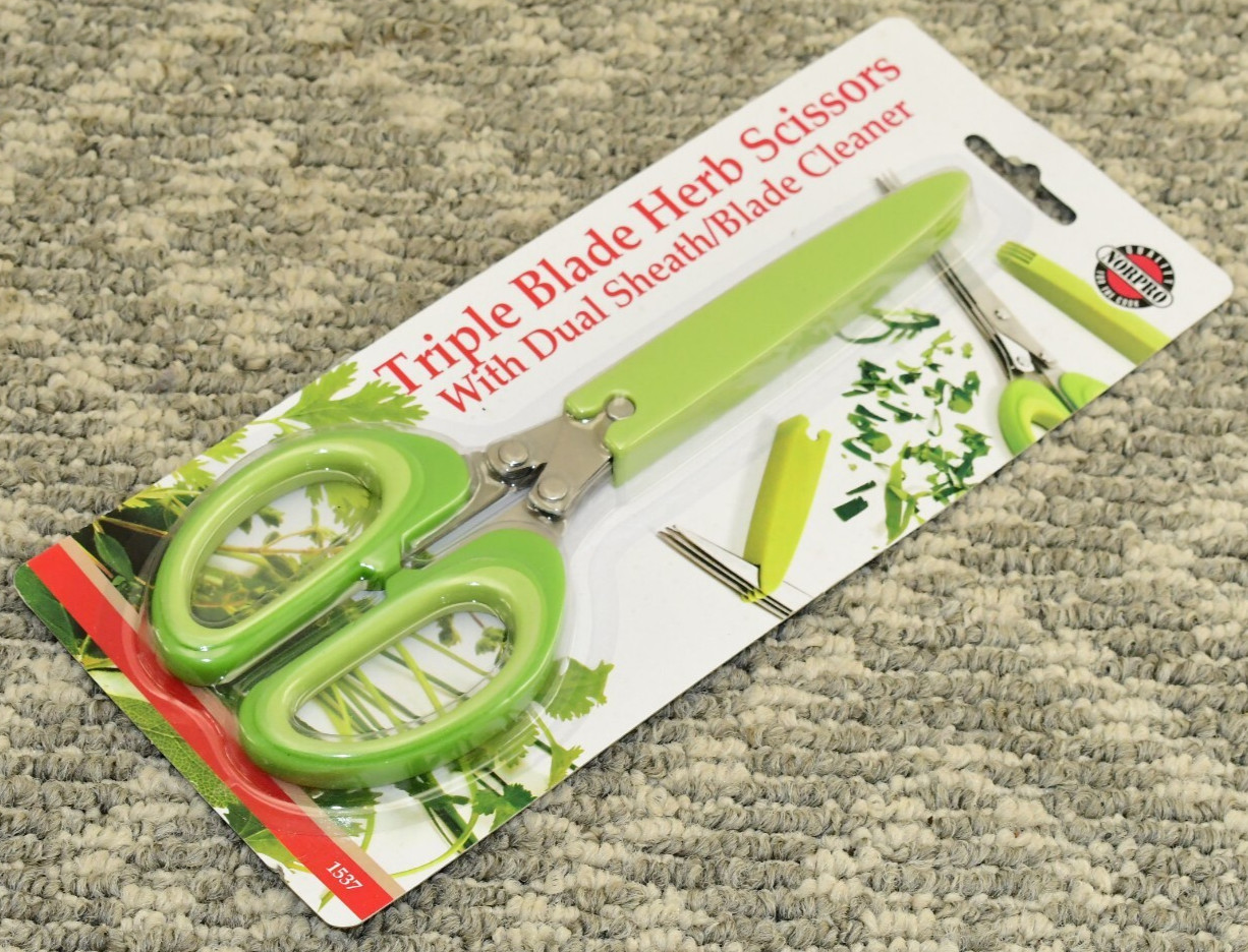 Norpro Multi Blade Herb Shears with Storage Sheath, Stainless Steel, Green
