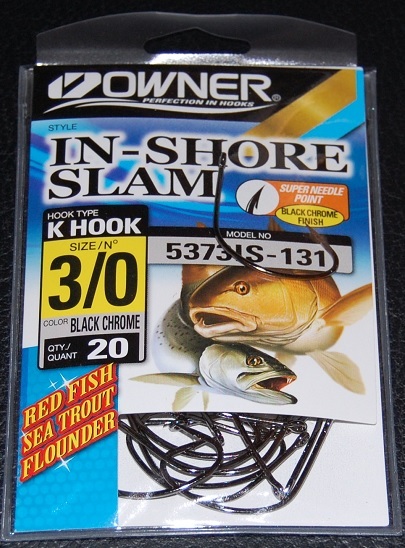 Owner 5373IS-131 In Shore Slam Size 3/0 K Hooks 20 pack Flounder Red Fish Trout