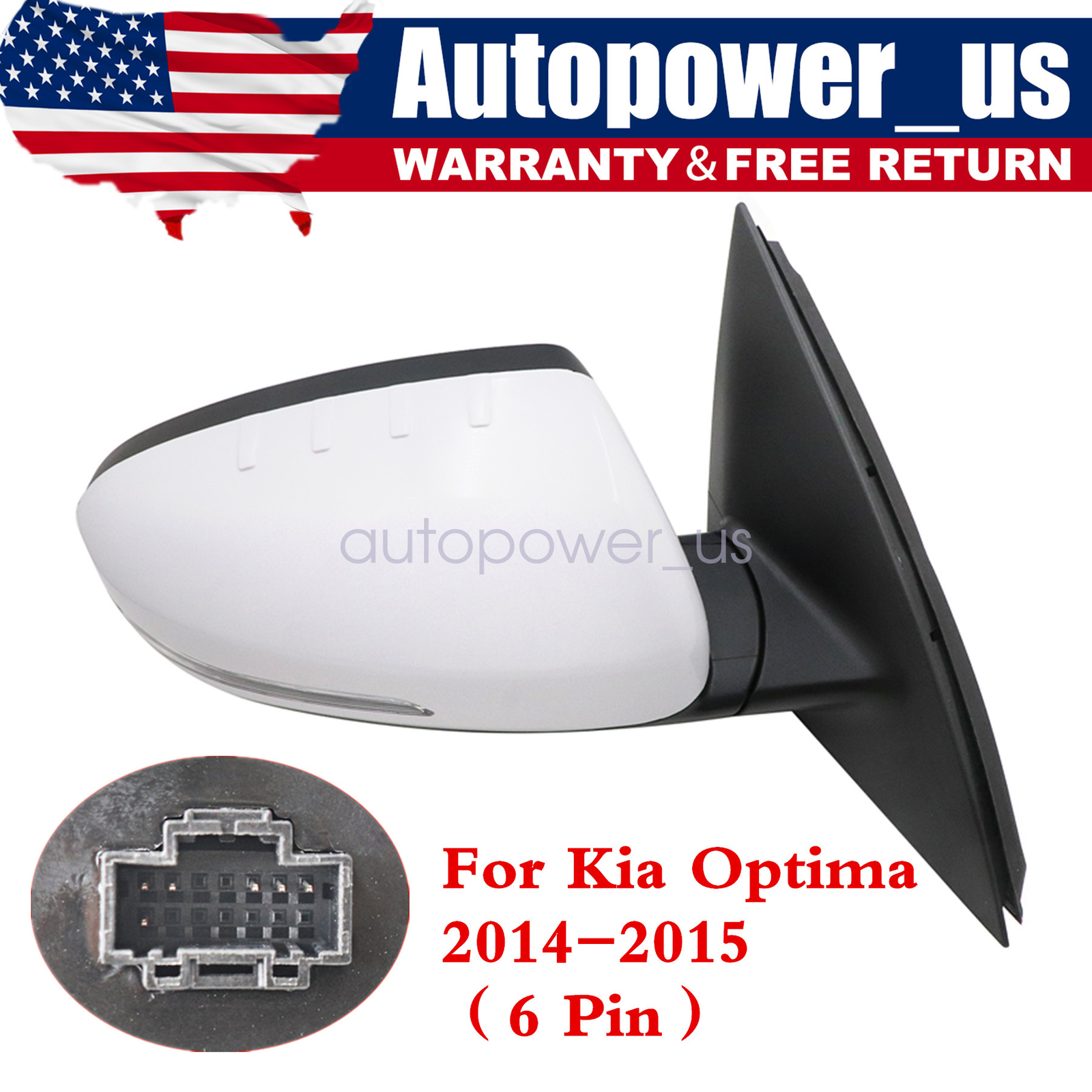 Side Mirror For 2014-2015 Kia Optima Right Passenger Heated Signal 6Pin White