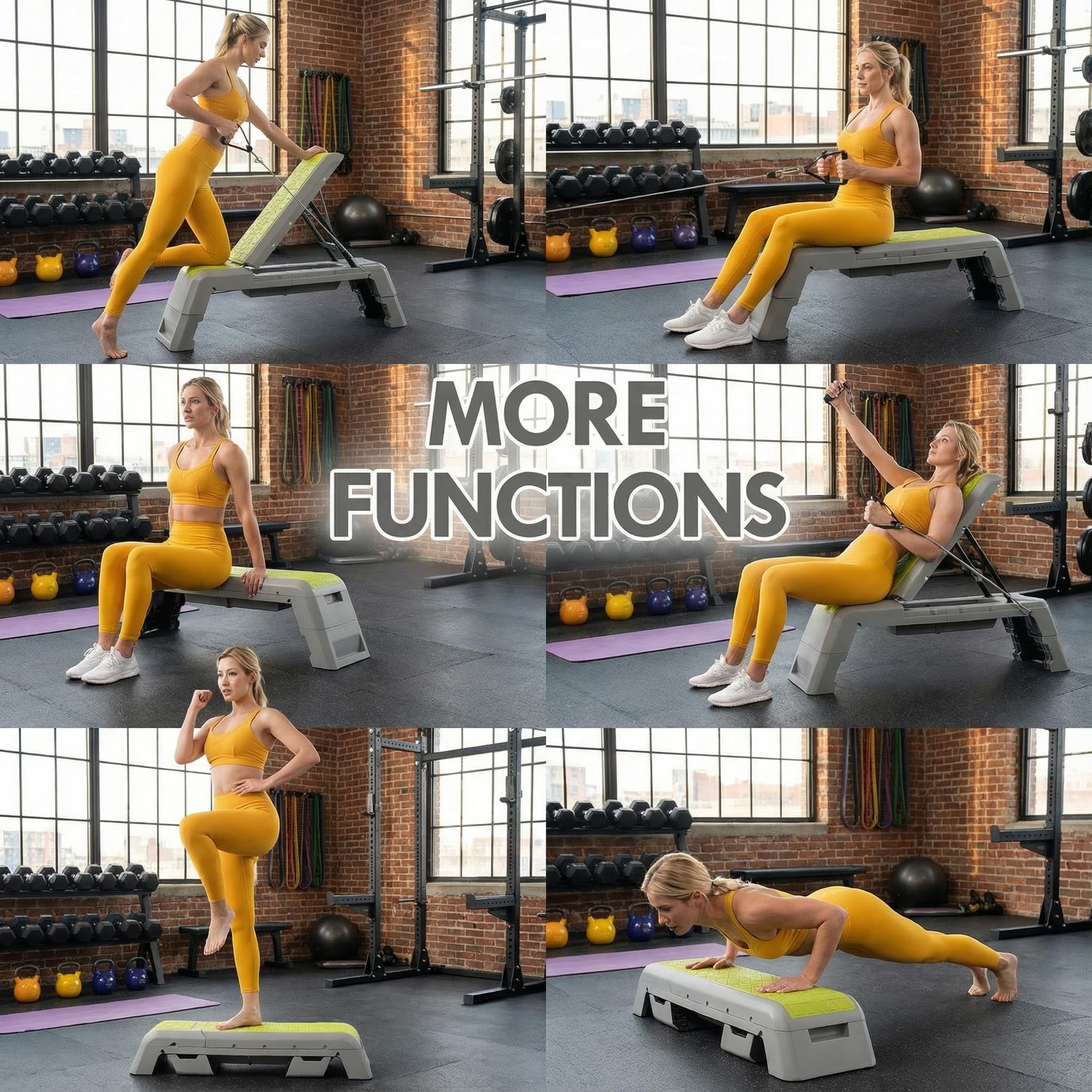 Multifunctional Aerobic Deck with Cord Workout Platform Adjustable Dumbbell B...