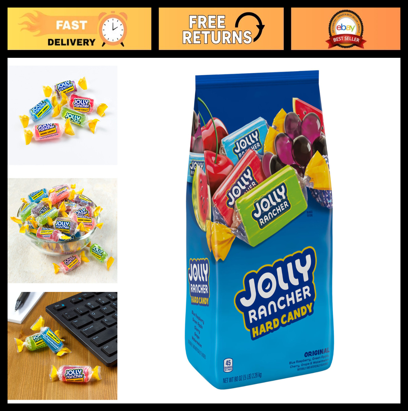Assorted Fruit Flavored Hard Candy Bulk Bag - 5 lb Sweet Treats for Parties