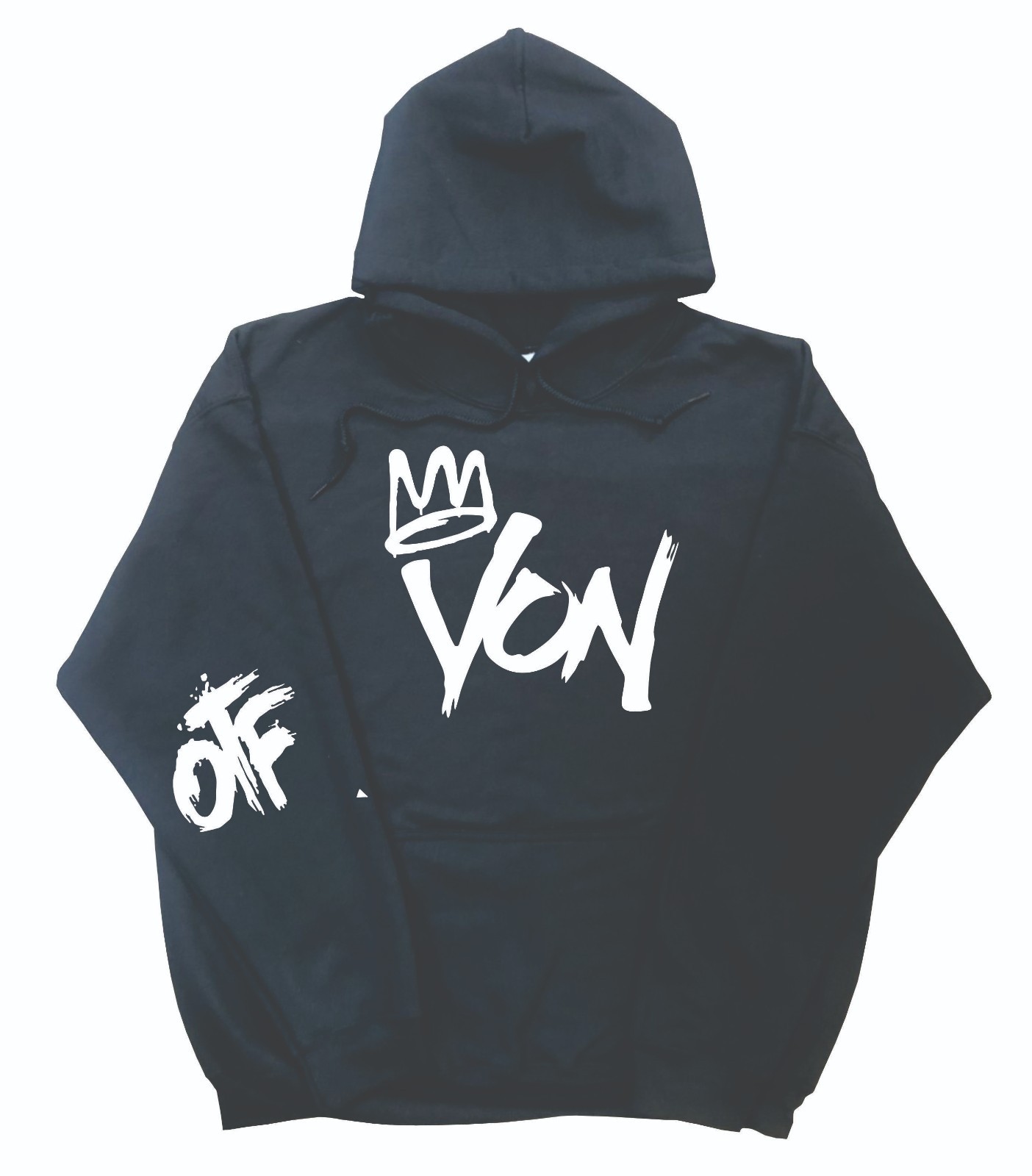 King Von Hoodie Only The Family on Sleeve Black w/ White Design