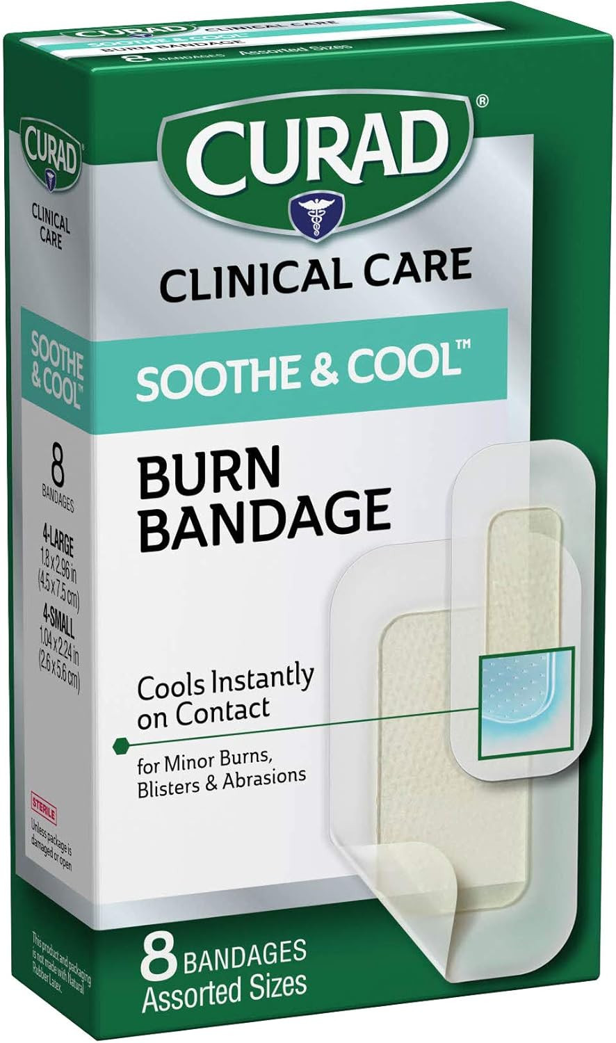Soothe & Cool Burn Bandages, Instant Cooling, Assorted Sizes, 8 Count