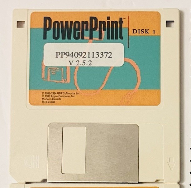 PowerPrint v2.5.2 Macintosh 3.5 Floppy Disk Set GDT Software