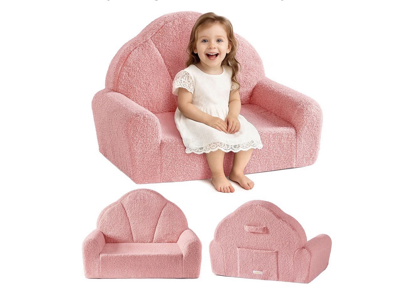 Toddler Chair, Comfy Kids Sofa with Teddy Fleece, High Resilience Sponge, and...
