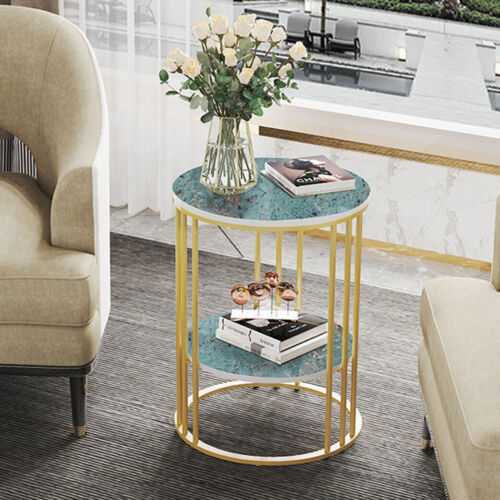 3 Colors Round Coffee Table 2 Tier Sofa Side End Nightstand Open Display Shelf