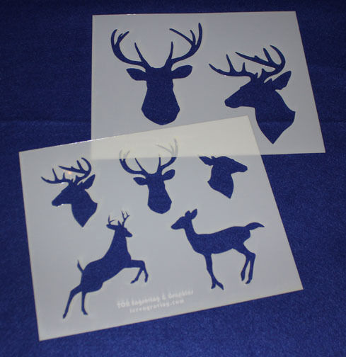 Deer/Buck Stencils -2pk -Mylar 14 Mil-8x10 Painting/Crafts/Stencil/Template