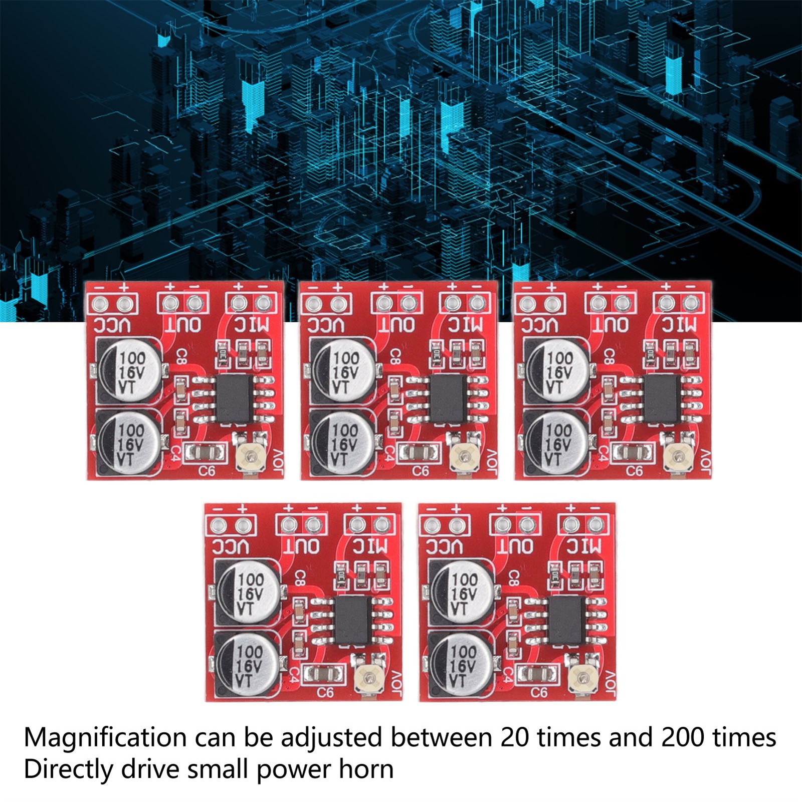 5Pcs LM386 DC4V-12V Electret Microphone Amplifier Module Board DC4V‑12V