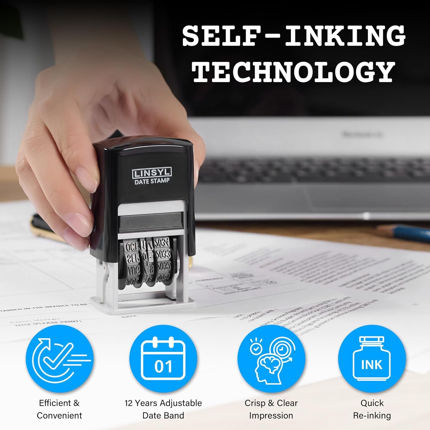 Self Inking 12 Year Date Stamper Black