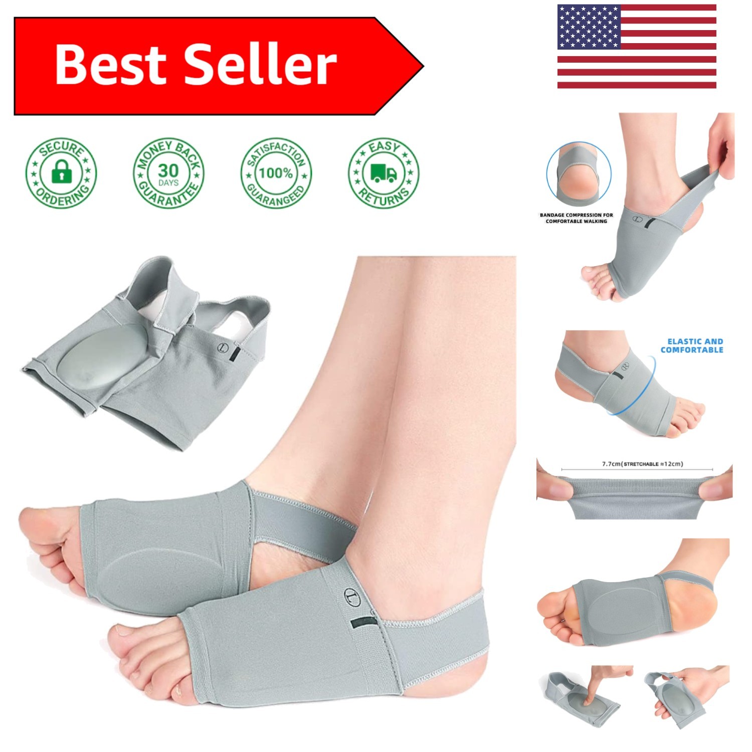 Metatarsal Compression Arch Support Sleeves with Gel Pad - Pain Relief Brace