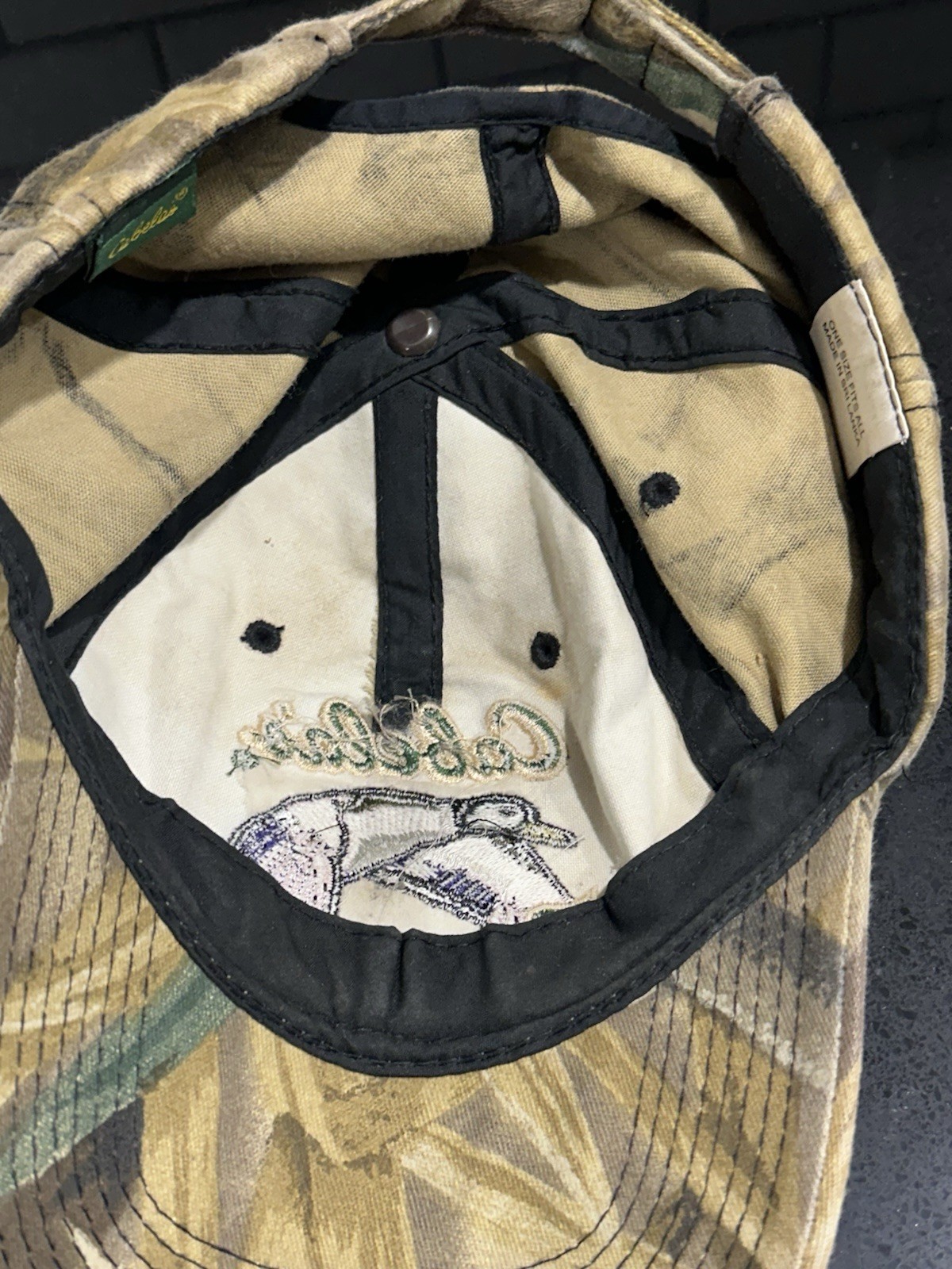 Cabela's Camouflage Cotton Adjustable Strap Embroidered Duck Hat-see description