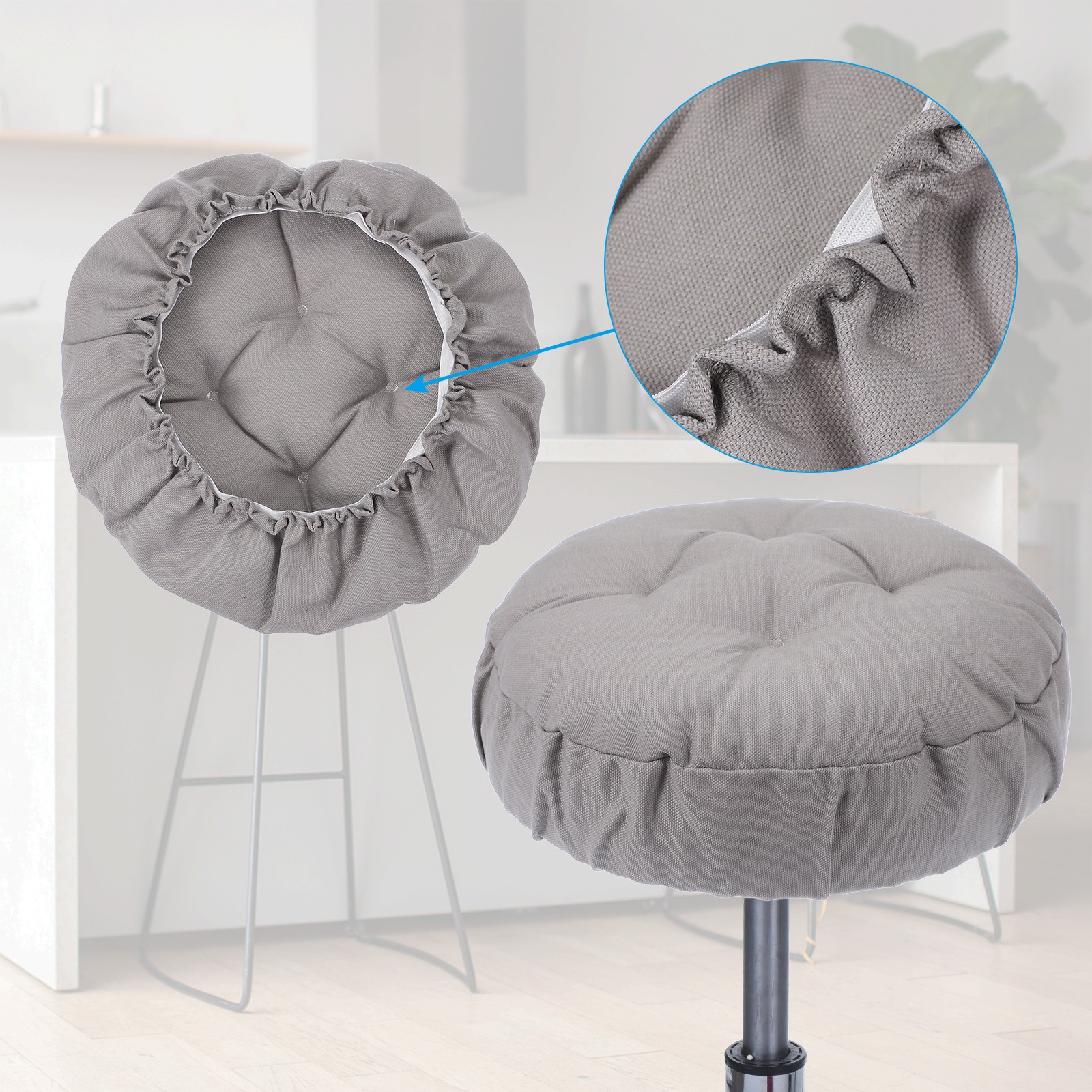 2Pcs Bar Stool Cover 12" Elastic Bar Stool Seat Covers, Gray