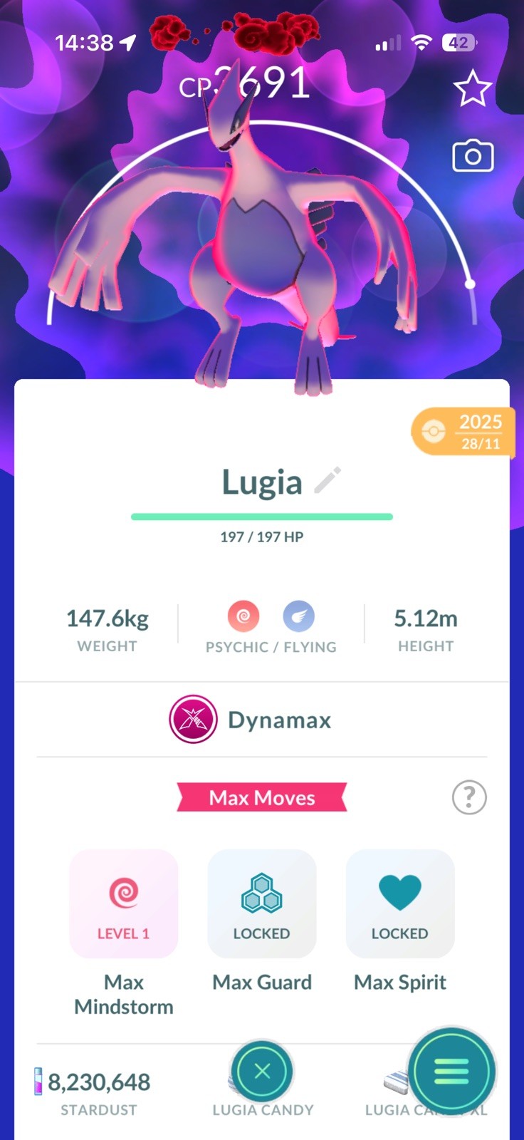 Dynamax Lugia Level 40 - Pokémon Trade Go