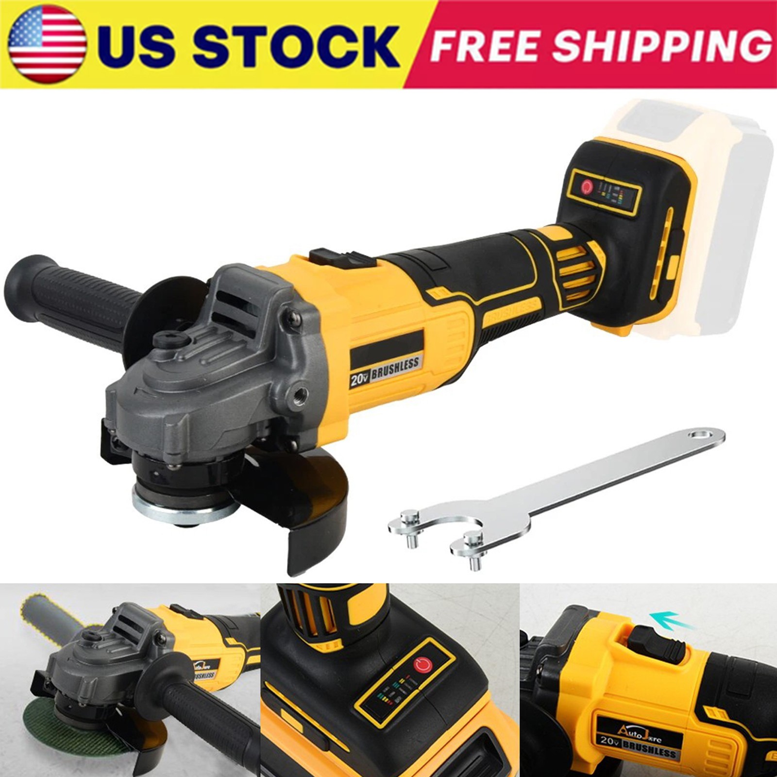 107mm Cordless Angle Grinder Brushless For Dewalt 20V Max Battery Cut Off Tool