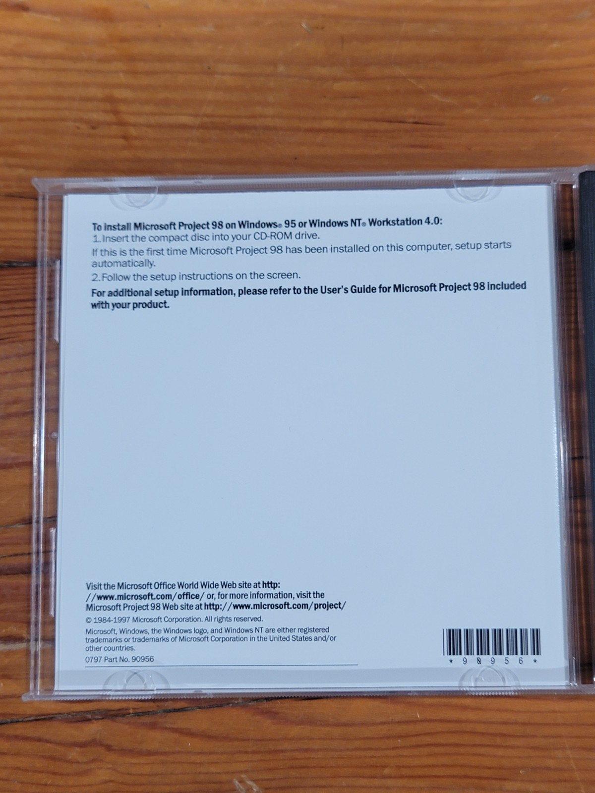 Microsoft Project 98 Project Management Software w/ CD Key
