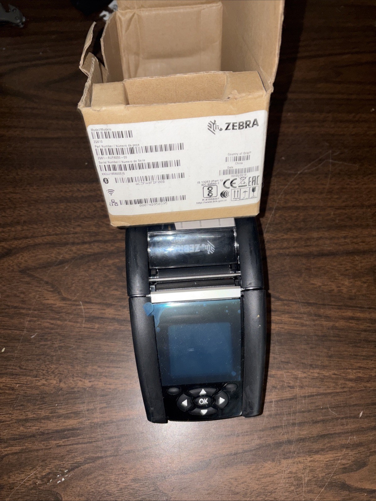 Zebra ZQ610 Direct Thermal Bluetooth POS Mobile Printer Model ZQ610 With Charger