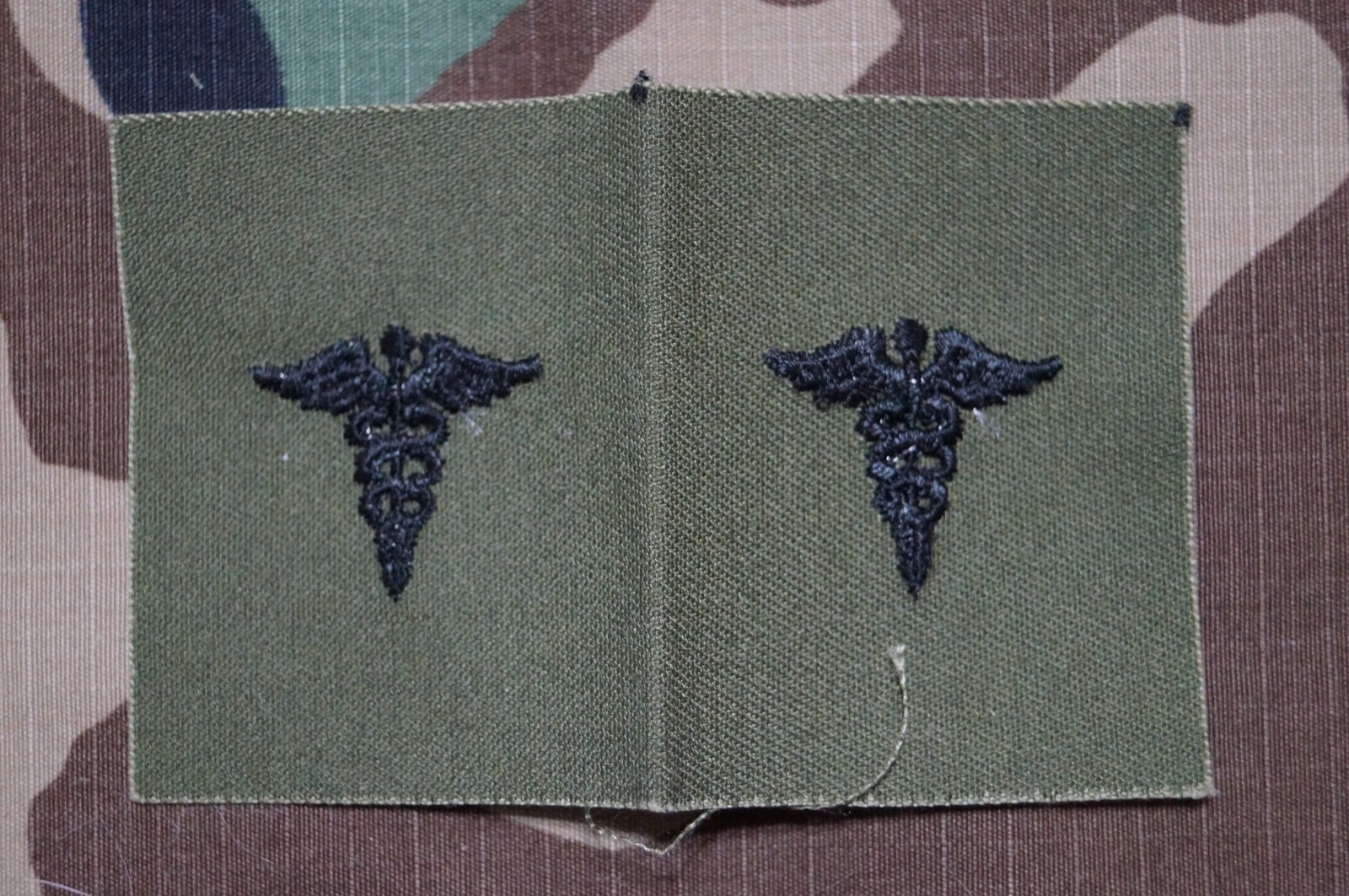 RARE US Army Medical Corps Officer Branch Insignia Sew-on BDU OD Green Obsolete