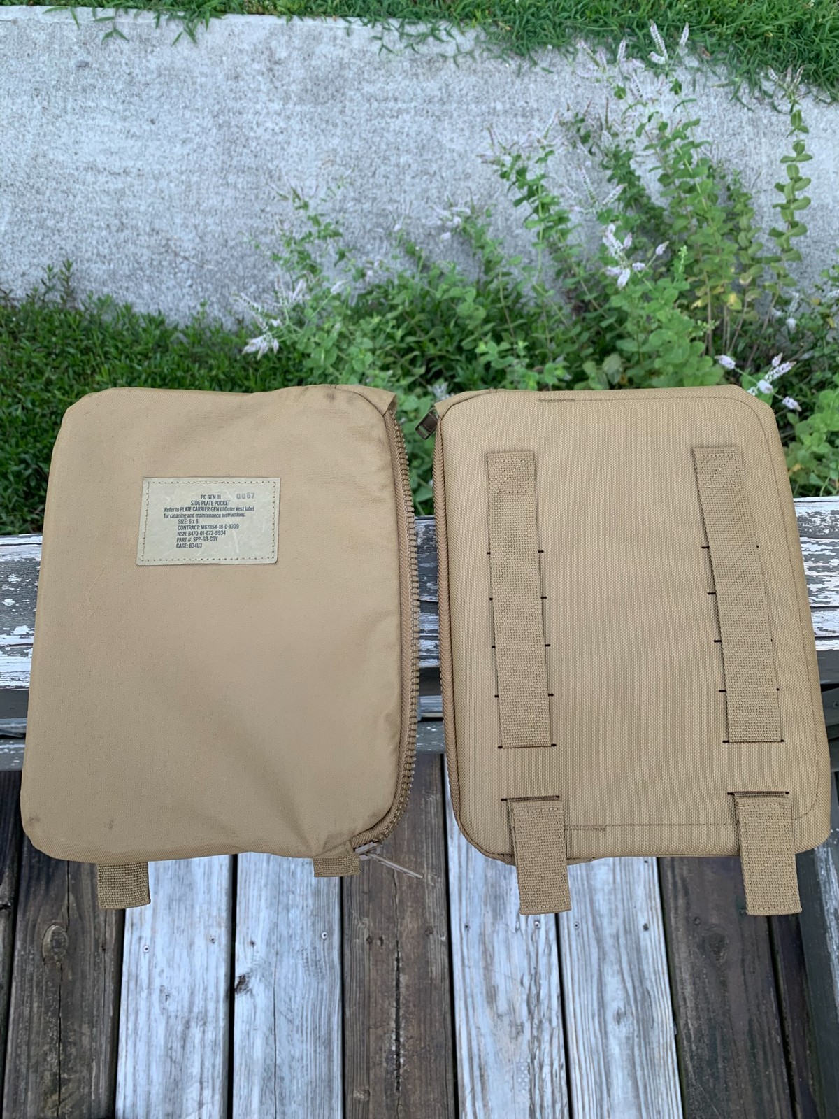 EUC 2x USMC Coyote Brown PC Gen III 6x8 Side Plate Pocket Pouch Molle, No Insert