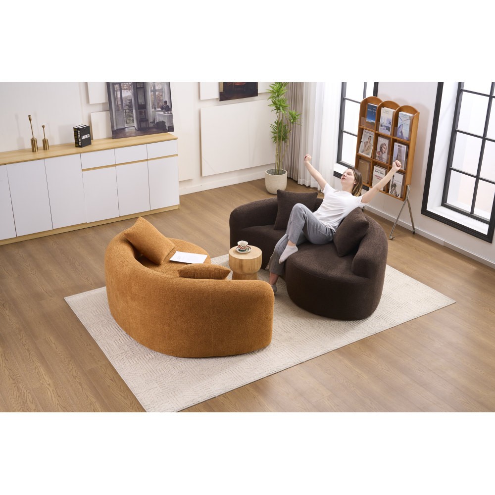 Reversible Loveseat Sofa with Dual-Depth Seat & Pillow Back, Chenille Fabric