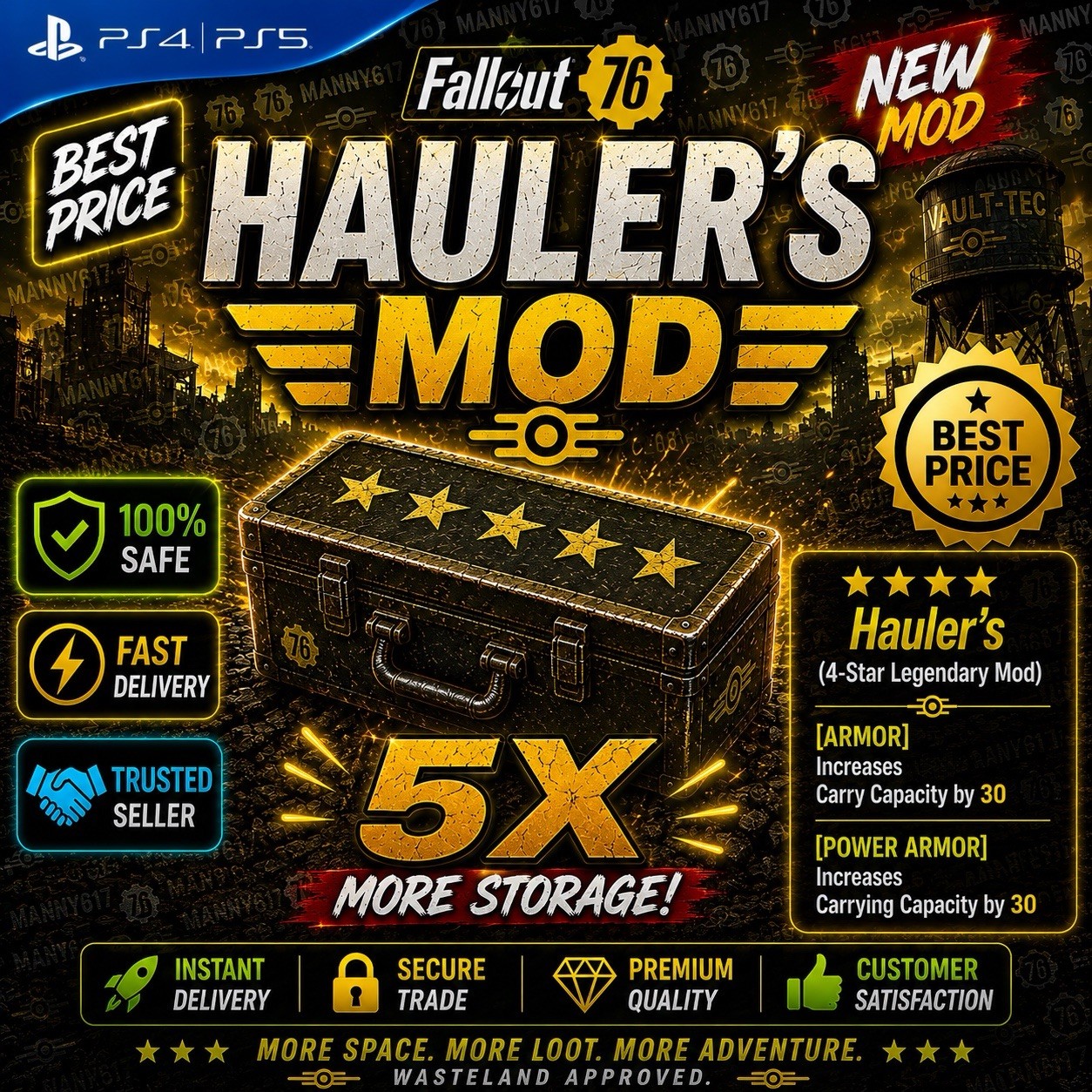 Fallout 76 PS4/PS5 Hauler’s Mod 5x Legendary NEW Fast Delivery