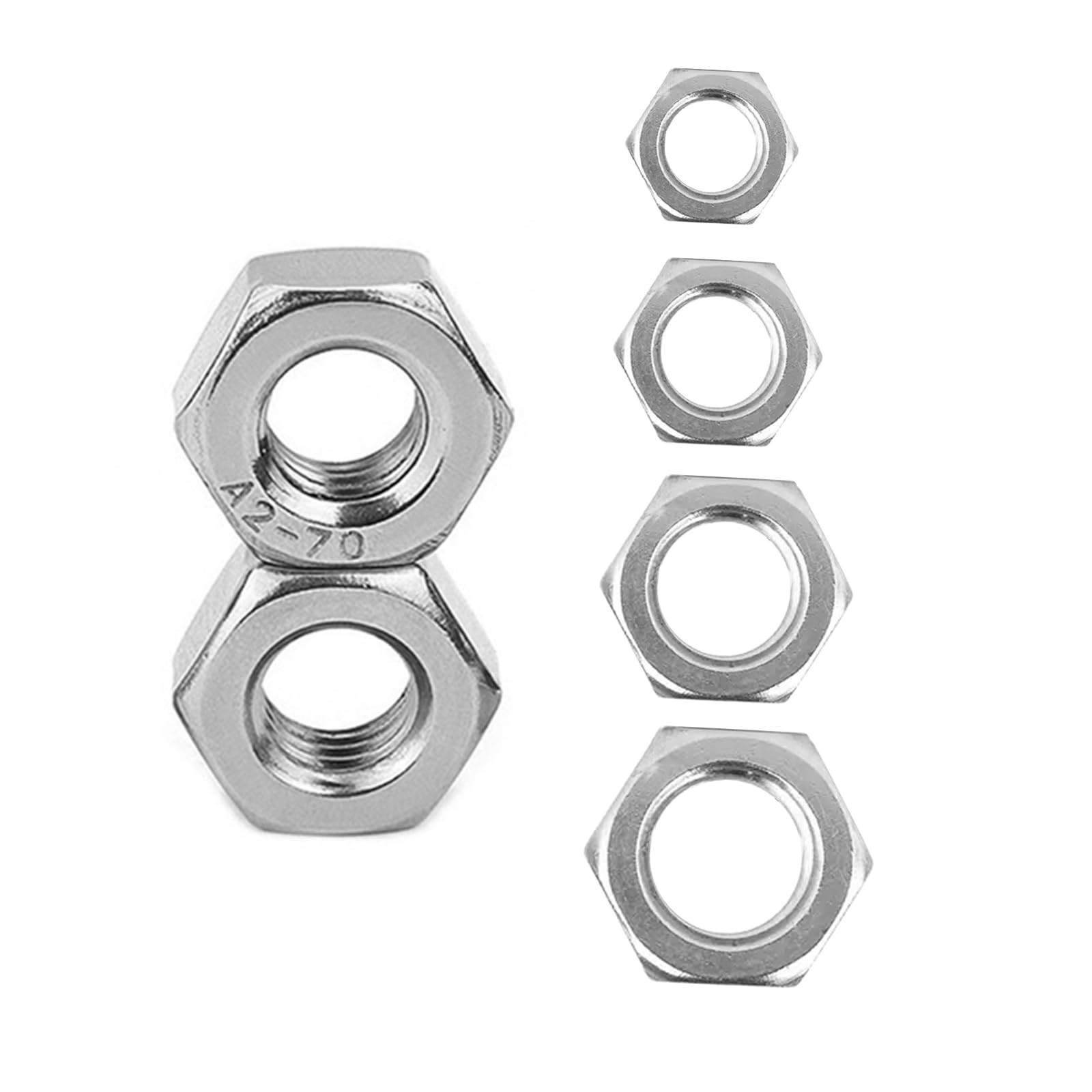 QISHENG 50 PCS M10-1.5 Stainless Steel Metric Hex Nuts,Stainless Steel 18-8 A...