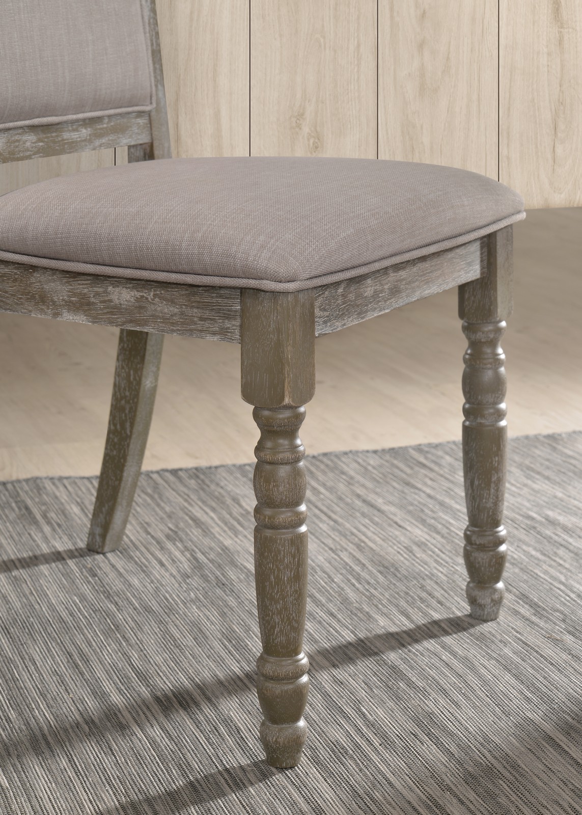 Set of 2 Wood Pedestal Dining Chairs in Reclaimed Gray, Solid Wood Back Chairs