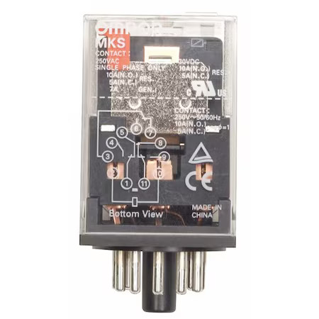 Omron Mks2pac120 Plug-In, General Purpose Relay, Octal, 10 A, 8 Pins, Plug-In