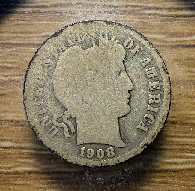 1908-D Barber Dime - Actual Silver Coin Shown - Free Shipping & Tracking INV147