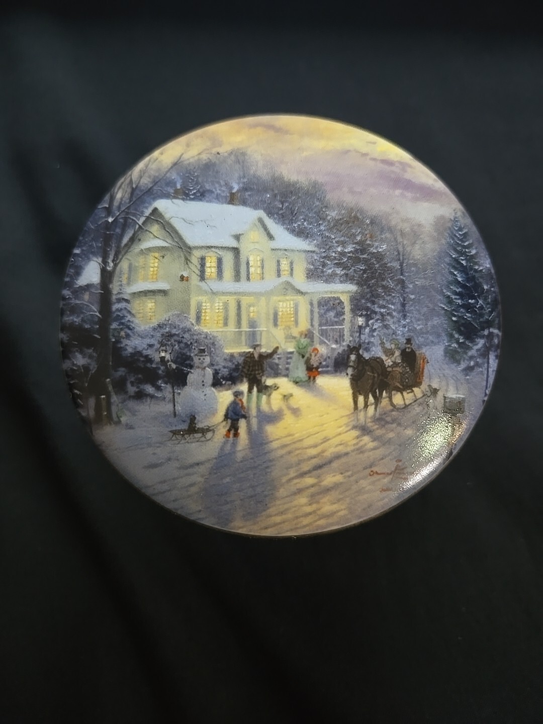 Thomas Kinkade “ Sleighride Home"  Music & Trinket Box w/ Lid C.1992