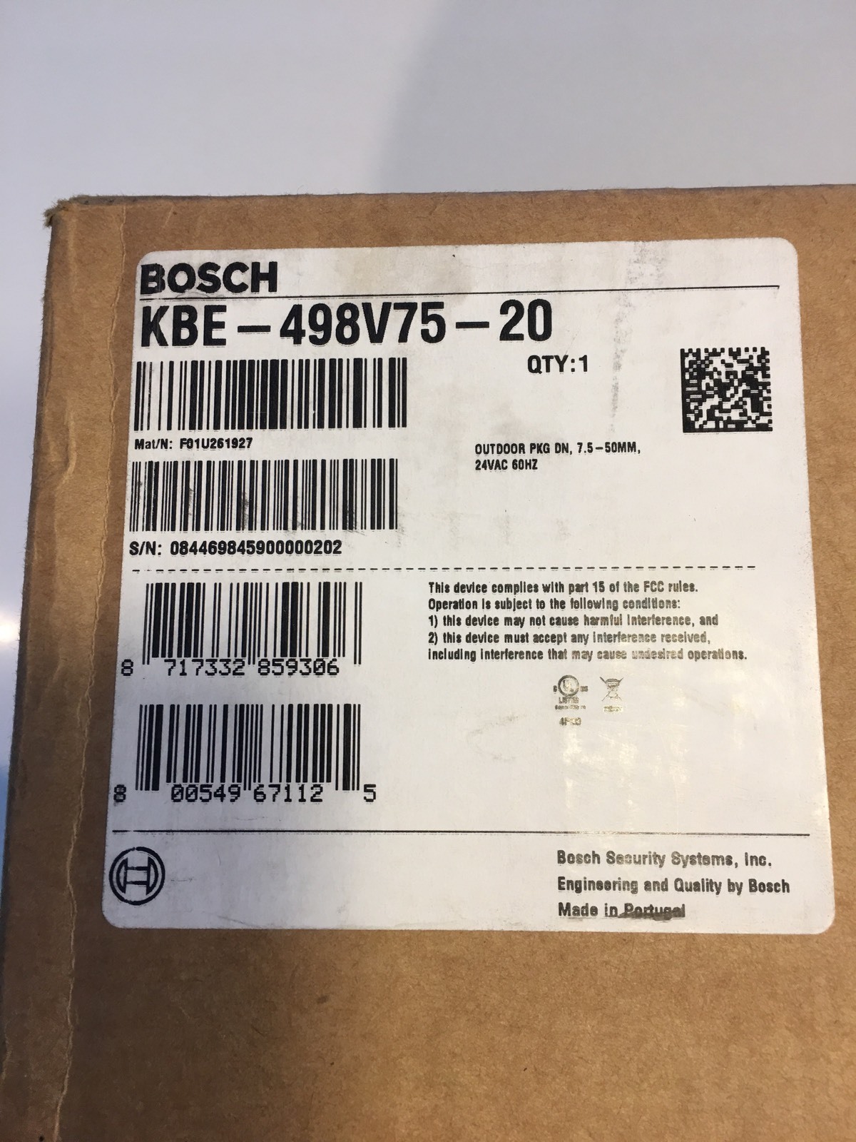 Bosch KBE-498V75-20 High Resolution Day/Night IP Camera