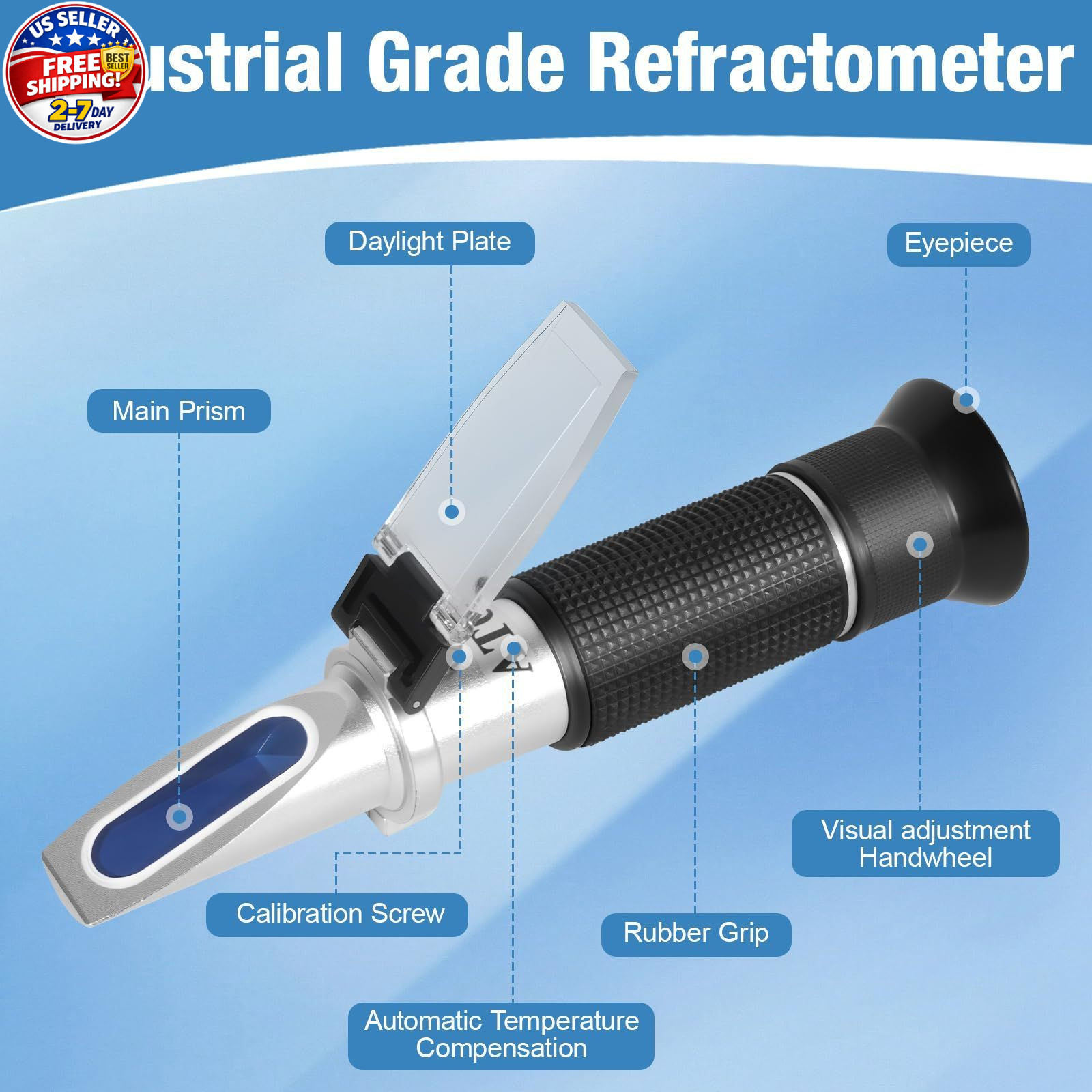 GYE Brix Refractometer with ATC, Dual Scale - Specific Gravity & Brix,...