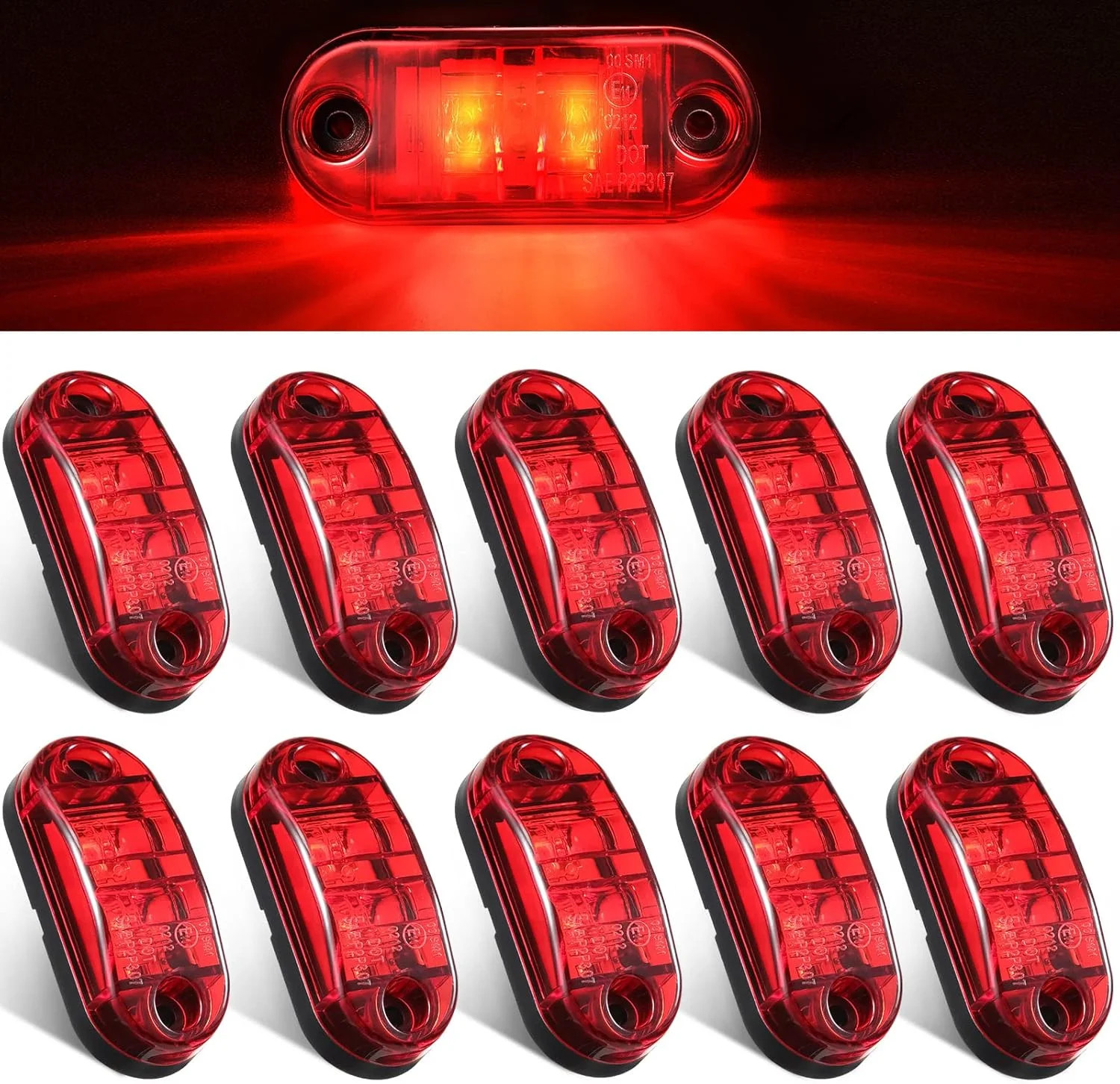 Tallew 10 Pcs 2.5 Inch LED Trailer Lights 2 Diode Waterproof LED Trailer Side Ma